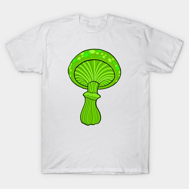 Green New School Style Mushroom Original Art T-Shirt by ckandrus